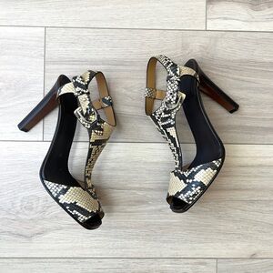 RALPH LAUREN COLLECTION snakeskin heels sandals / size 40.5 EU 9.5 US